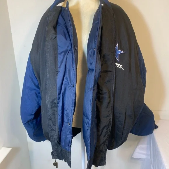Men’s size XXL Cowboys NFL experience Nylon zipper & button jacket vintage - Picture 2 of 15